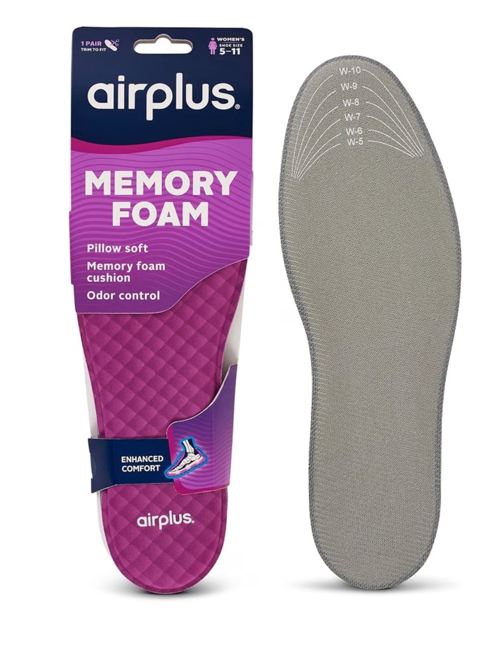 AIRPLUS | Memory Comfort Shoe Insoles With Memory Foam for Pressure Relief